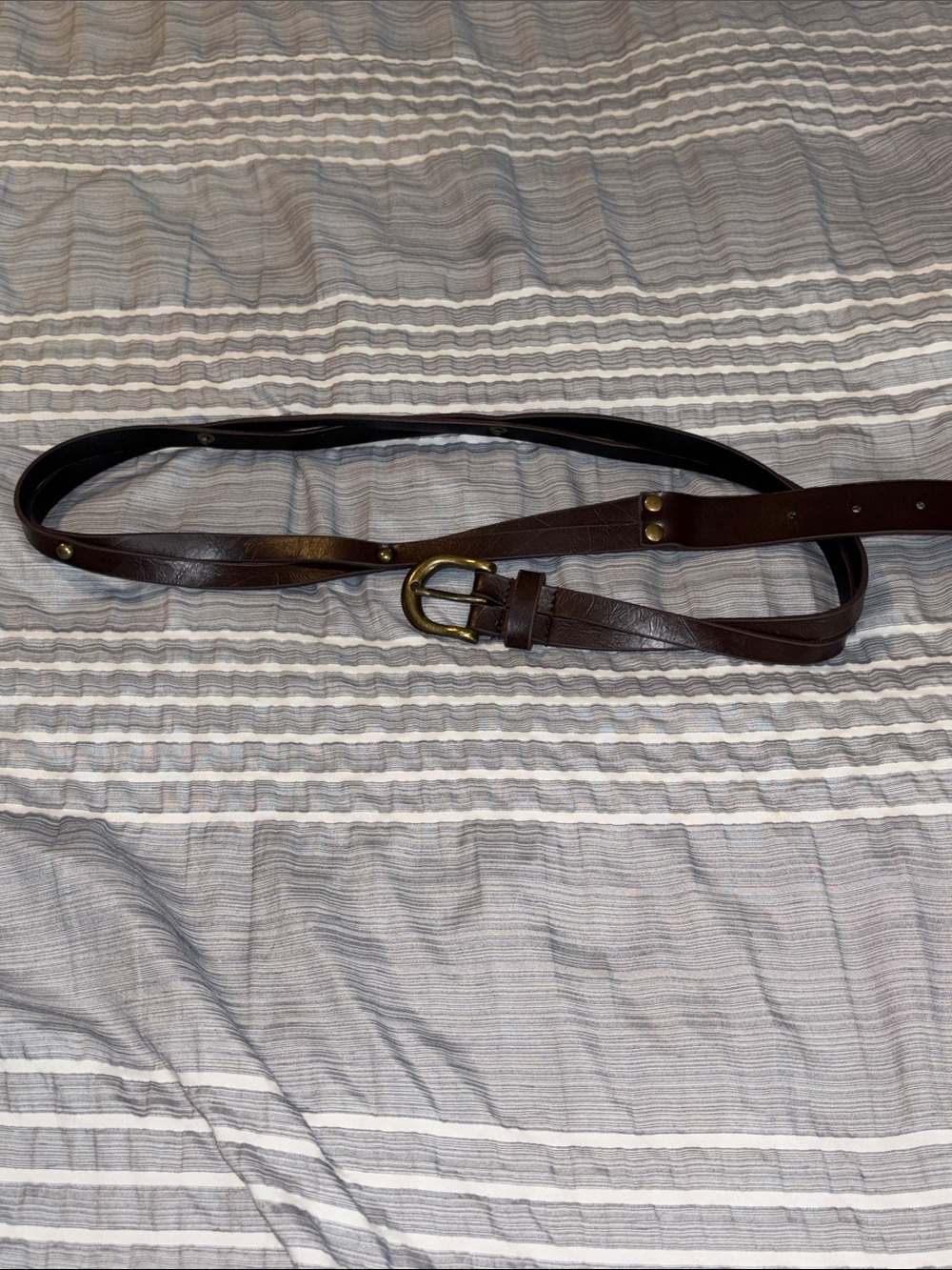 Brown Leather Men's Belt with Brass Buckle